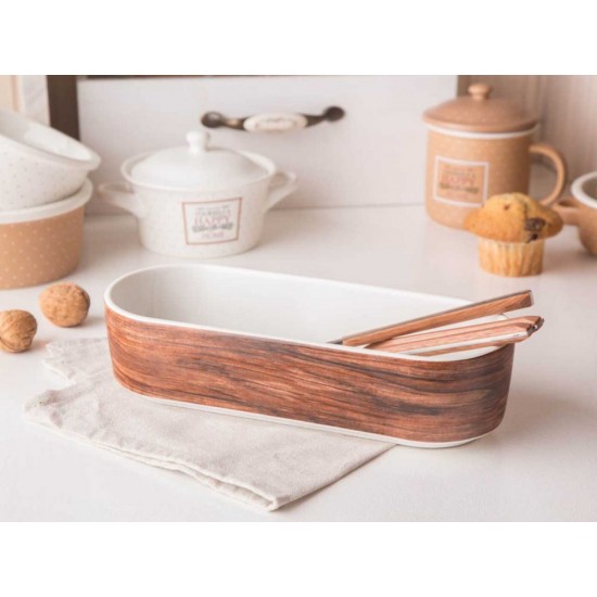 Altom Design porculanska posuda za pečenje 26 cm Happy home drvo dekor