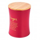 Altom Design stožasta posuda za šećer s bambusovim poklopcem crvena, dekor SUGAR - 0204018416