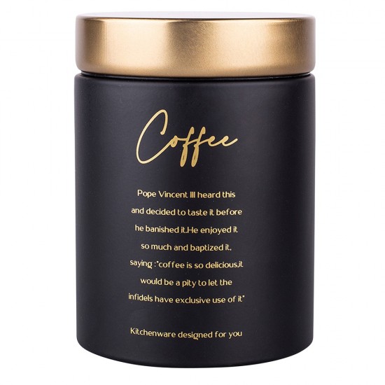 Altom Design posuda za kavu crna sa zlatnim poklopcem Coffee 11x11x15 cm  0204018430